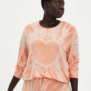 Torrid Peach Tie-dye Lounge Sweater with Heart
